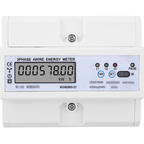 Compteur d'énergie LCD RS485, 3 phases, 4 fils, avec affichage du facteur de puissance, tension, courant, fréquence (1/5)