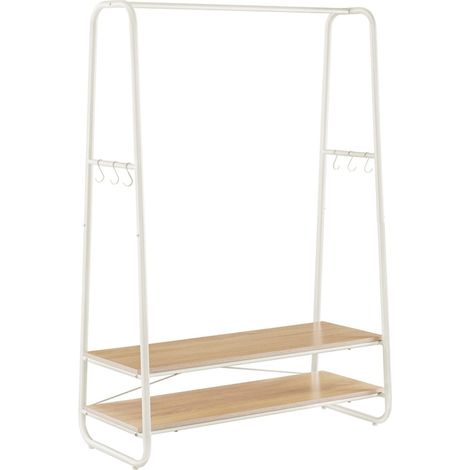 Appendiabiti in stile industriale 45 x 100 x 160 cm robusto appendiabiti con 2 ripiani 6 ganci a S struttura in acciaio per camera da letto stile industriale bianco 120006992