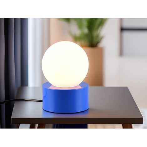 Kleine Tischlampe COUNTESS Blau mit Touchfunktion & Glaskugel, Höhe 17cm