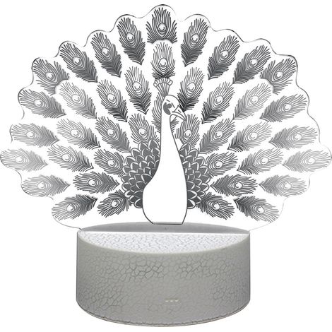 Lámpara nocturna 3D con ilusión óptica, lámpara táctil dinámica y colorida con control remoto, base de ABS con textura craquelada, decoración del hogar, idea de regalo. (1/5)