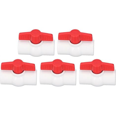 5 Stück Kugelhahn mit flachem T-Griff, PVC, Wasserzufuhr-Kugelhahnschalter für Schwimmbäder, 32 mm/1,3 Zoll