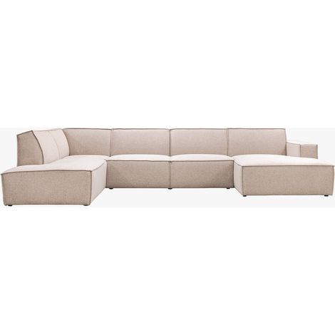 ELIA XL Canapé panoramique en tissu beige - Angle droit (1/5)
