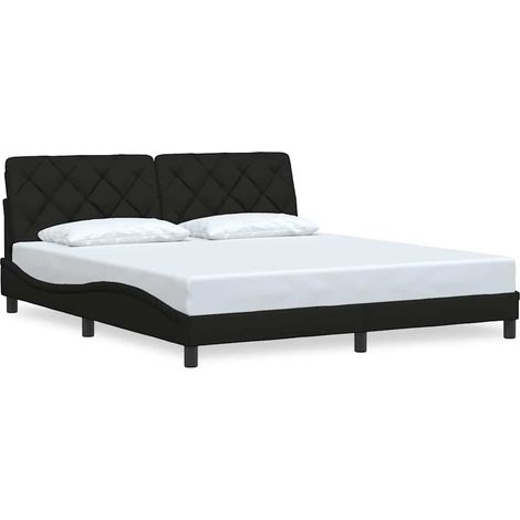 Lit double，Lit adulte，Cadre de lit sans matelas noir 180x200 cm tissu CFW9004570 (1/5)