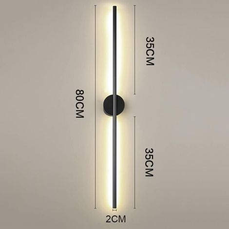 Moderne schwarze Wandleuchte für den Innenbereich, 24-W-LED-Wandleuchte mit linearem Design, 3000 K warmweiß, Acryl-Wandleuchte für Schlafzimmer, Wohnzimmer, Hotel, Treppenhaus, Flur (1/4)