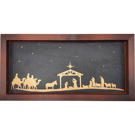 Crèche De Noël - Sculpture En Bois Pour Décoration Intérieure Fenêtre Bureau Mur - 11,8 x 5,9 x 0,8 Pouces - Lot De 1 (1/5)