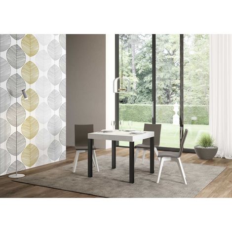 Tavolo everyday Allungabile piano Bianco Frassino 90x90 Allungato 246 telaio Antracite