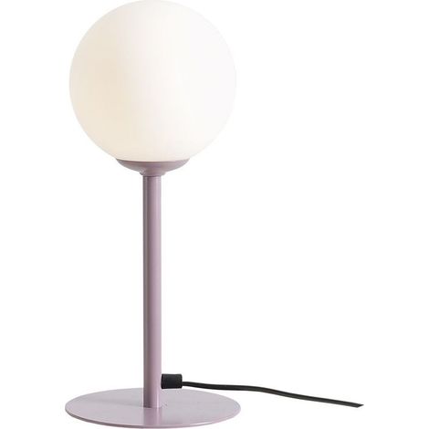 Tischlampe Metall Glas 35 cm hoch Lila Weiß E14 rund Kugelschirm Modern