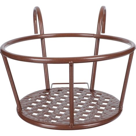 Support suspendu pour panier à fleurs, étagère en fer pour plantes, décoration de jardin, terrasse ou balustrade. (1/5)