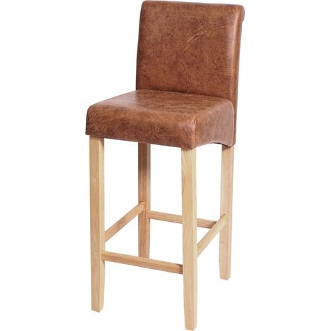 Tabouret de bar HWC-C33, tabouret de comptoir, bois - imitation daim, pieds clairs, tissu/textile (1/5)