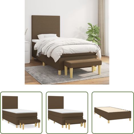 vidaXL Tête de lit réglable - Sommier à lattes de lit avec matelas Marron foncé 80x200 cm (1/5)