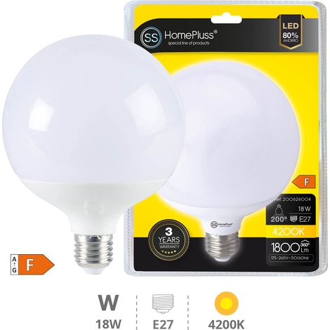 LED E27 GLOBE - 18W BLANC BRILLANT - DIAMETRE 120