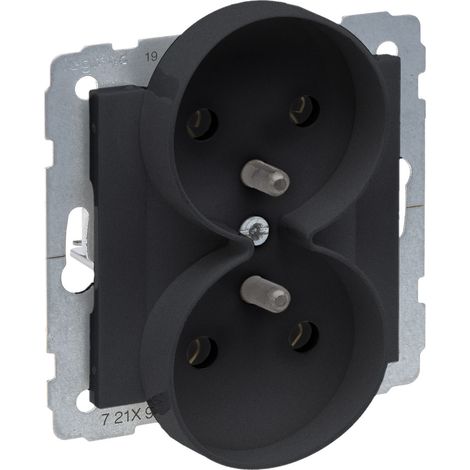 Base 2X2P+Z - 16 A - 250 V - terminales de tornillo - se puede montar en marcos multirotación, NEGRO SUNO