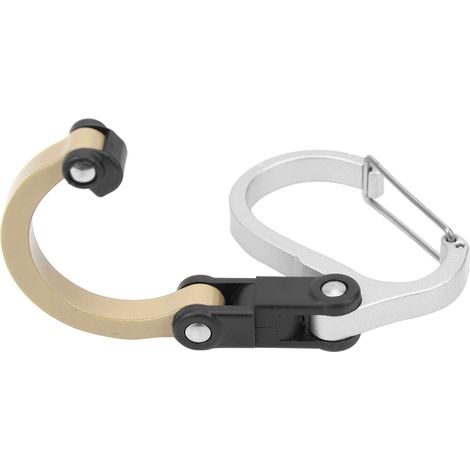 Mousqueton et crochet mini en alliage d'aluminium pour l'extérieur, idéal pour les voyages, les bagages et les petits sacs, couleur kaki. (1/5)