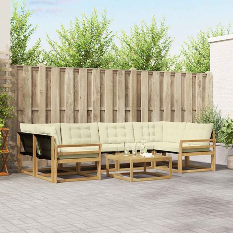 vidaXL Outdoor-Sofagarnitur 7 pcs Weiß und Creme 79 x 79 x 37 cm (1/5)
