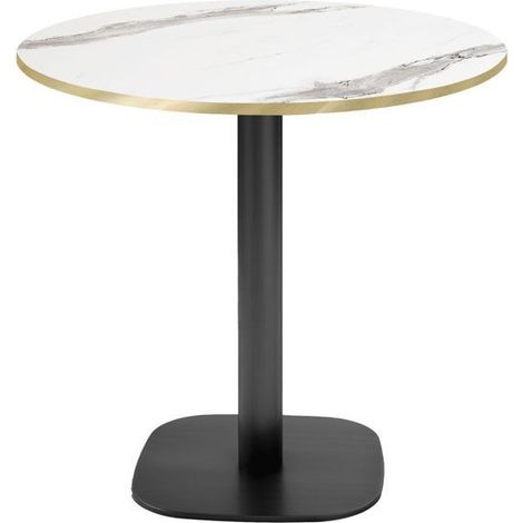 Table ronde Ø 70 cm - modèle Round marbre blanc chants laiton (1/4)