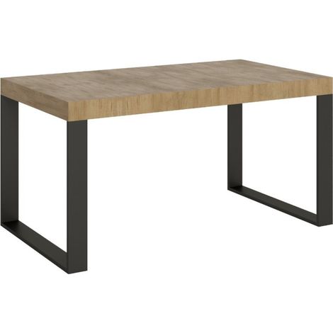 Table industrielle chêne clair et pieds métal anthracite Tiroz 160cm (1/5)
