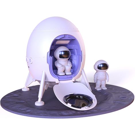 Veilleuse projecteur d'étoiles en forme de module lunaire avec télécommande et minuterie, USB (blanc) (1/5)