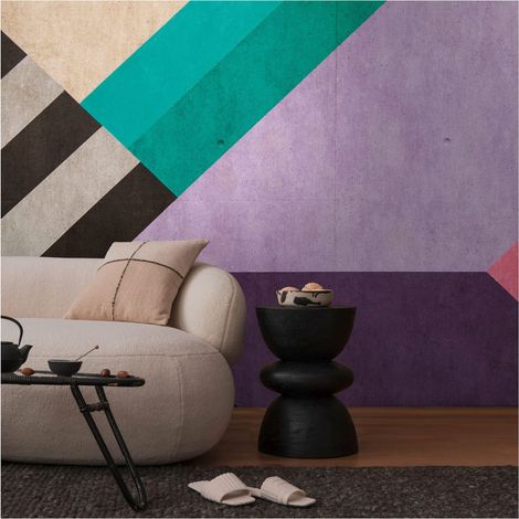 Sfondo fotografico Profhome 399131 Carta da parati TNT goffrata a caldo liscia con motivo grafico opaca viola nero petrolio beige 3,71 m x 2,8 m (1/5)