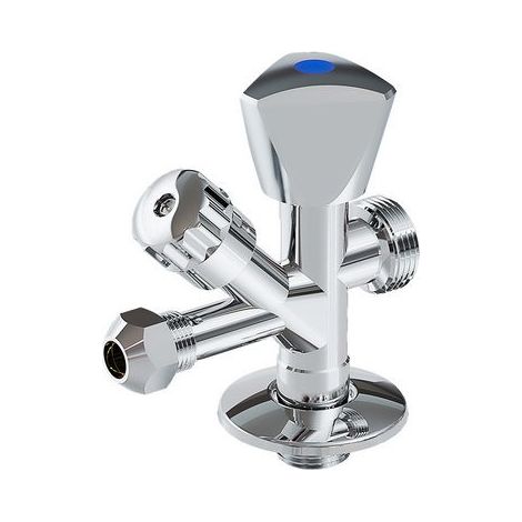 RUBINETTO COMBINATO SOTTOLAVABO - LAVATRICE Misura: 1/2 x 3/4 x 3/8 x 10 cromo