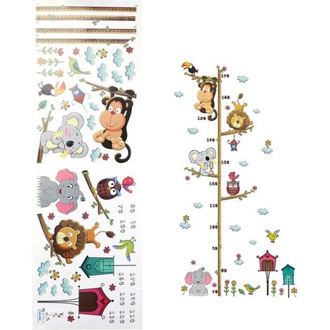 Adhésif mignon éléphant Lion enfants toise autocollant mural vinyle décalque bébé chambre de bébé (1/5)