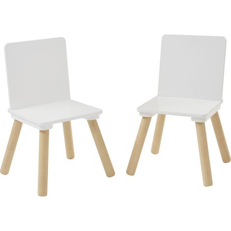 Kids White & Pinewood Chairs (Pack of 2) - L27 x W27 x H50 cm