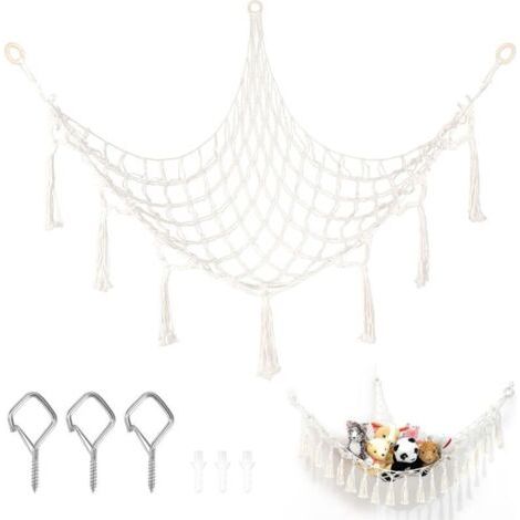 Pair Jouet Hamac pour Animaux en Peluche Hamac en Rangement pour Jouet Filet Coin Suspendu Support de Rangement pour Chambre Enfant 150 100 100cm (1/3)