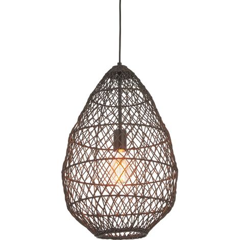 Endon Pimva Plafonnier suspendu à cadre métallique en rotin noir, noir mat, 1 x E27