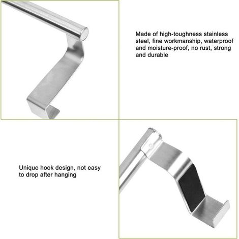 Porte-Serviettes, Accroche-Torchon pour Porte sans Percer, Porte-torchon à Suspendre sur Un Placard, Porte-Serviettes Salle de Bain en Acier Inoxydable Porte Torchons pour la Cuisine,23cm (1/2)