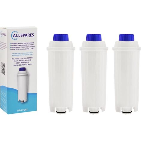 3 filtros de agua AllSpares AS-CF060 para DeLonghi DLSC002 / 5513292811 (1/5)