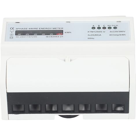 Compteur électrique triphasé 4 fils sur rail DIN, 20(80)A, kWhmètre numérique (1/5)