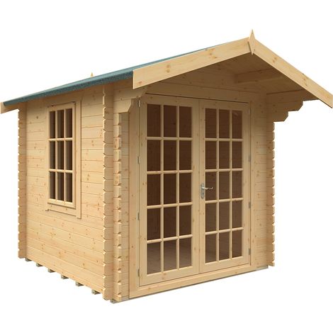 8x8 The Lotherton 28mm Cabin - L235 x W235 x H251.3 cm - Solid Wood/Softwood/Pine - Natural