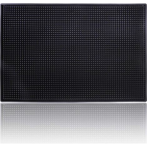 Schwarze PVC-Barmatte, Untersetzer, Serviermatte, wasserdichte Gummimatte, Küchenutensilienmatte, 30 x 45 cm x 1 cm – 1 Stück