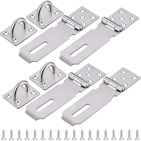 4 Pièces Moraillon Porte Cadenas,Loquet Cadenas,Loquet de Cadenas,Loquet Porte Exterieur Argent,Loquet de Porte avec Vis