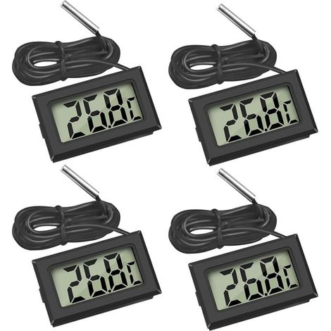 4x thermomètre numérique LCD moniteur de température avec sonde externe pour réfrigérateur congélateur réfrigérateur aquarium (4x noir) (1/4)