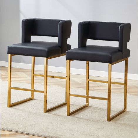 sedia sala pranzo 91,4 cm seduta imbottita nera e oro OKMYHOME (1/5)