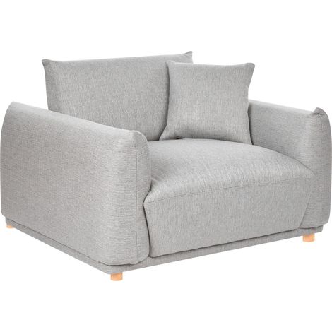 Armchair Light Grey Fabric Soft Wooden Legs Living Room Seating with Armrests Modern Style JUBEK (1/5)