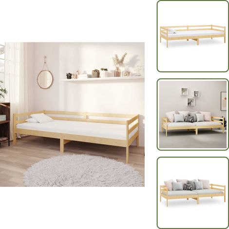Lit de jour sans matelas bois de pin massif 90x200 cm - Lit Convertible - Canapé Lit - Meuble Multifonction - Lit Invité - Lit Bois