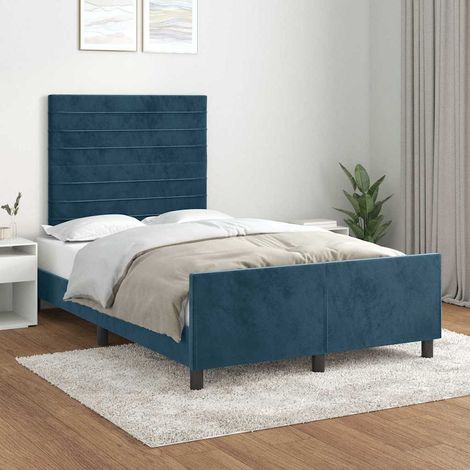 Lit adulte,Cadre de lit et tête de lit pour enfants,adolescents,Facile à Assembler Bleu foncé 120x200 cm Velours XZZ602034 (1/5)