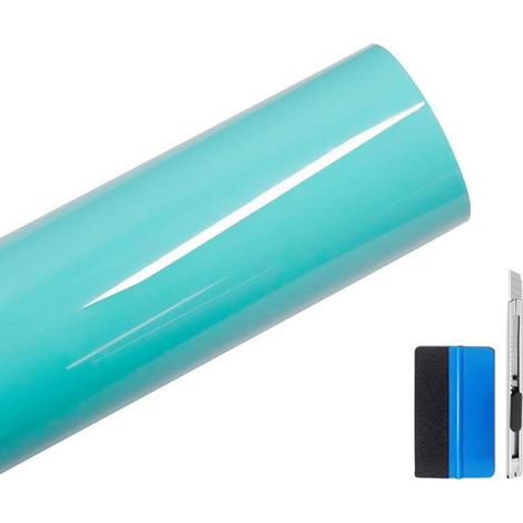 Hochglanz Vinyl Folie Seeblau 50x150cm mit Luftkanal für Auto Motorrad (1/5)