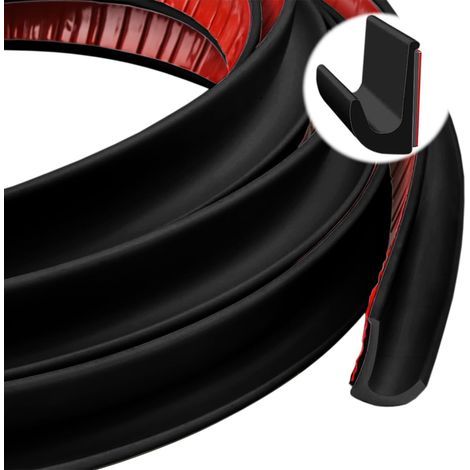 Gouttière à fermeture éclair autocollante en plastique pour camping-car - 2,5 m - En forme de J - Pour véhicule, camion, camping-car, bateau, voiture, van, porte, camping-car (noir) (1/5)