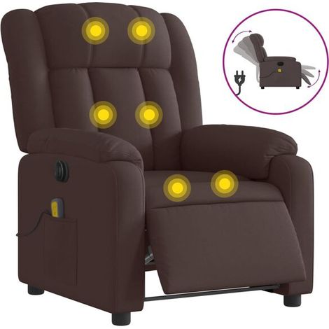 Chaise de massage électrique en tissu, siège massant chauffant avec rouleaux cervicaux et lombaires, fonction 3D, réglage intensité, noir brun foncé (1/5)