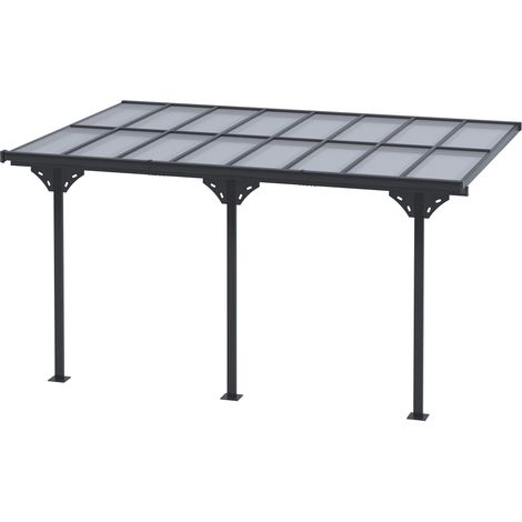 Pergola de jardin réglable 4,4 x 3 m en polycarbonate et aluminium, grise