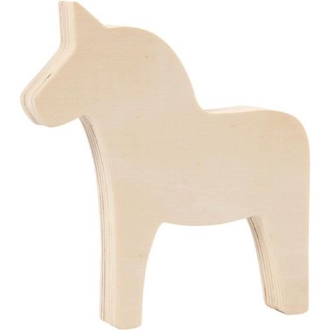 Figurine - Cheval en bois à décorer - 12 x 13 cm - Bois clair - Style scandinave moderne