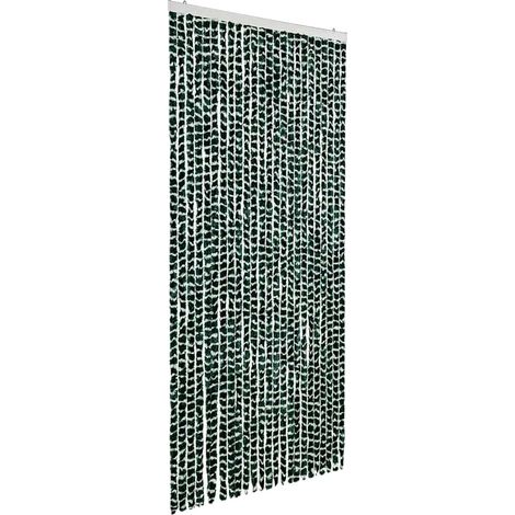 vidaXL Cortina mosquitera chenilla verde y blanco 100x220 cm (1/2)
