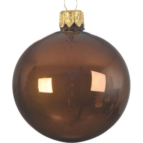 Box Da 6 Palline Di Natale Cannella Lucida 6 Cm