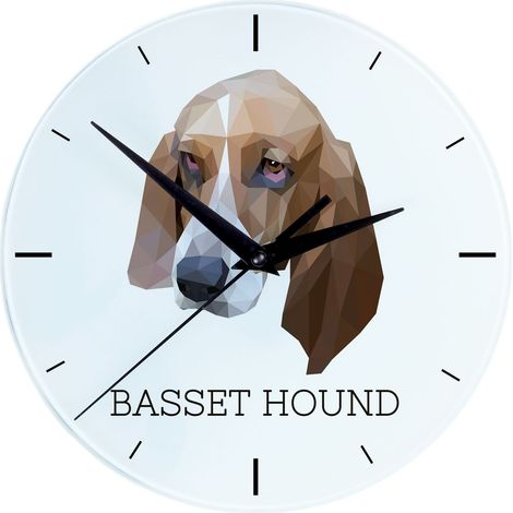 Basset Hound - orologio da parete geometrico con foto e iscrizione di Art-Dog (1/4)