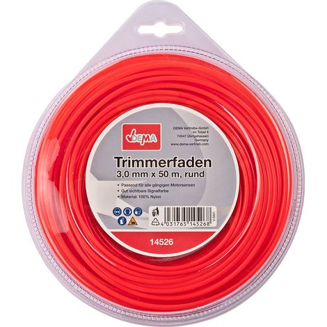 Motorsense Freischneider Mähfaden Trimmerfaden 3mm x 50m rund Nylon Signalfarbe (1/2)