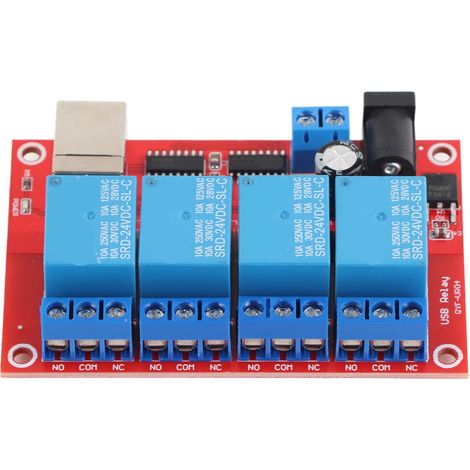 Adatto per moduli relè USB a 4 canali, 24 V 10 A, su circuito stampato, ideale per il controllo embedded.