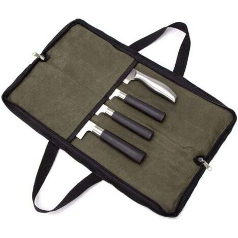 Sacoche à Couteau De Cuisine Etui À Couteaux Vide Porte Couteaux Sac à Couteaux pour Travail Camping Randonné Pique-Nique (Sac sans Couteaux) Vert (1/4)