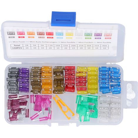 Kits de 150 mini fusibles à lames pour voiture, adaptés aux voitures, bateaux, motos, camions, SUV, VTT et UTV. (1/5)